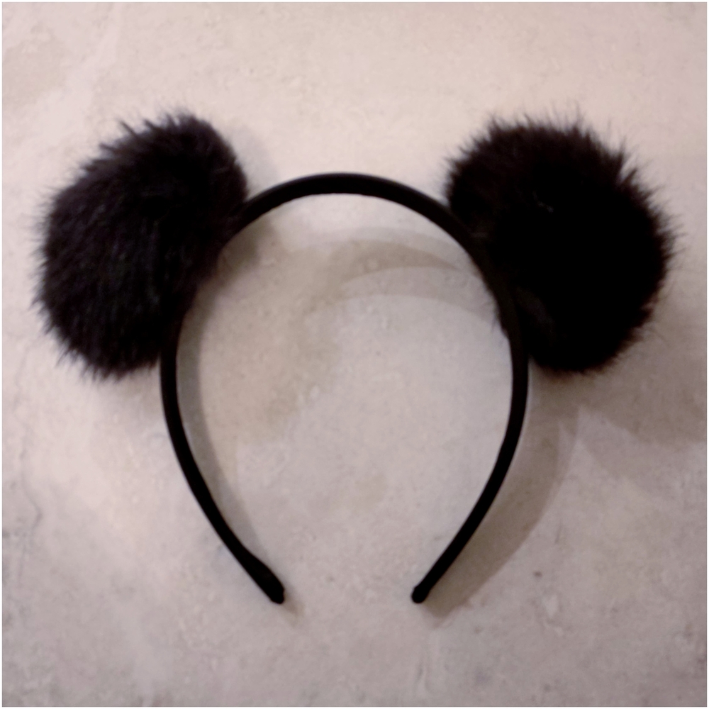 ✨FREE ADD ON✨ Black Pompom Panda Ears Headband
